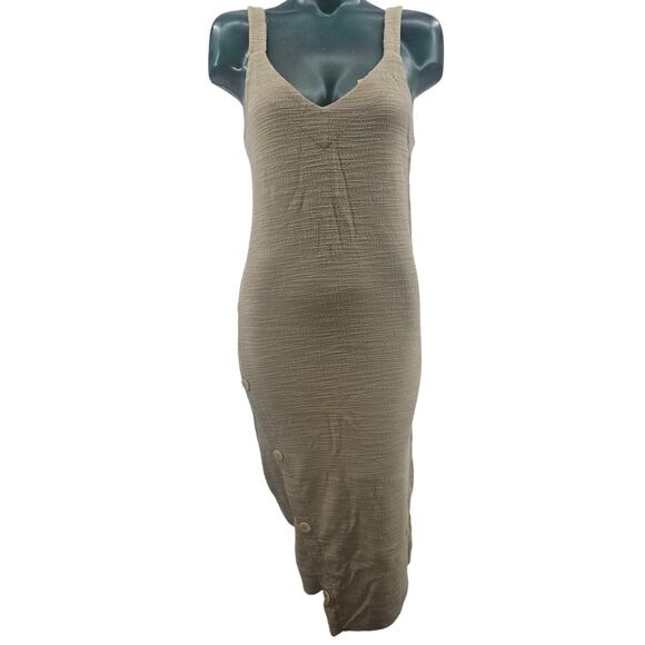 asos Pull & Bear Tan Brown Midi Sleeveless Dress Women's Size S 3302 - Picture 1 of 7